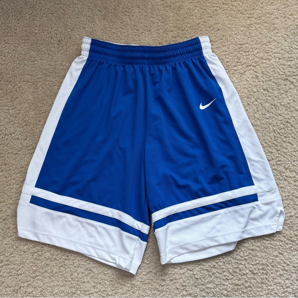 Nike Men’s Royal Blue and White Athletic Shorts